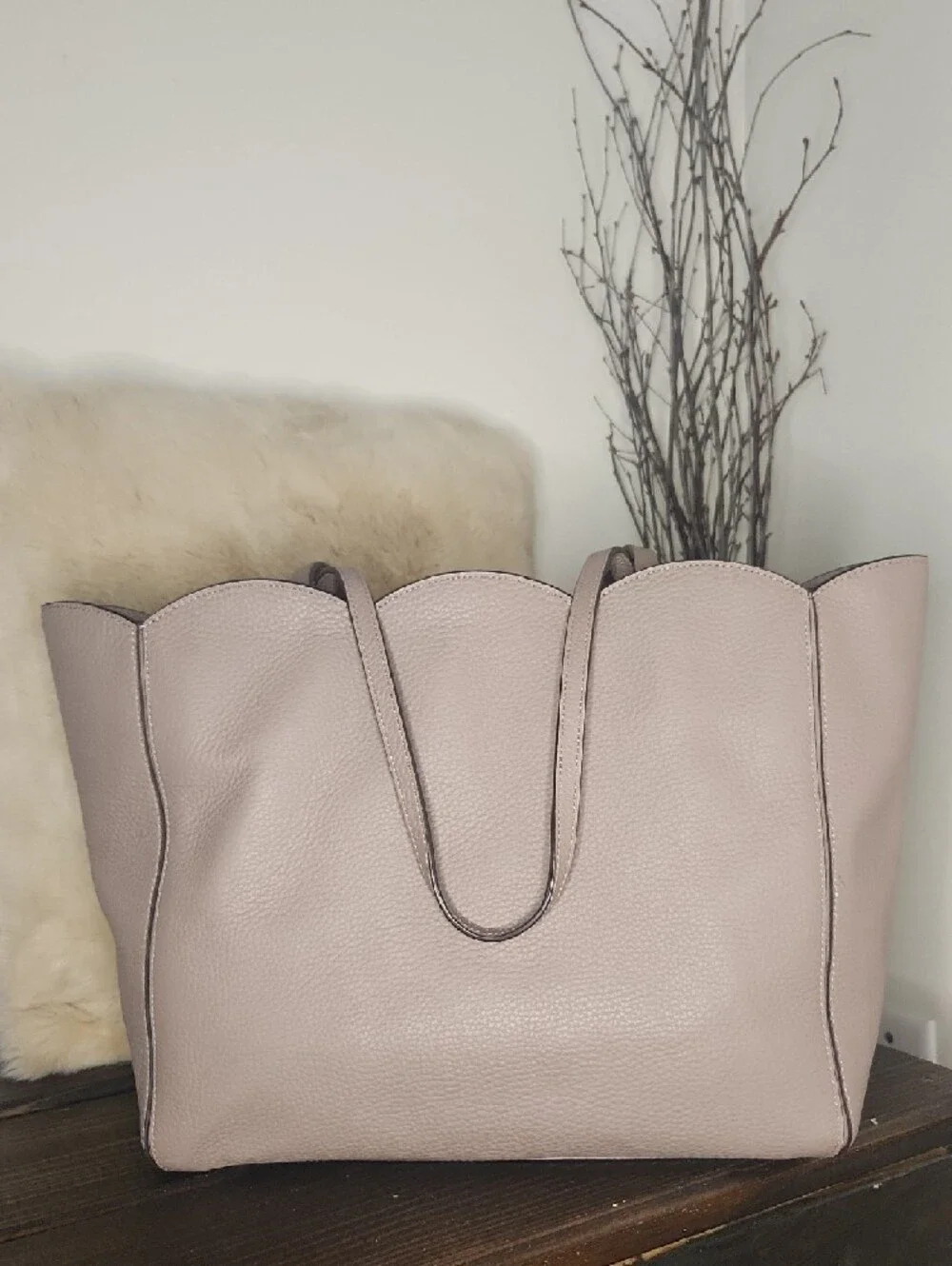 kate spade Scalloped Pebbled Tote in Dusty Mauve